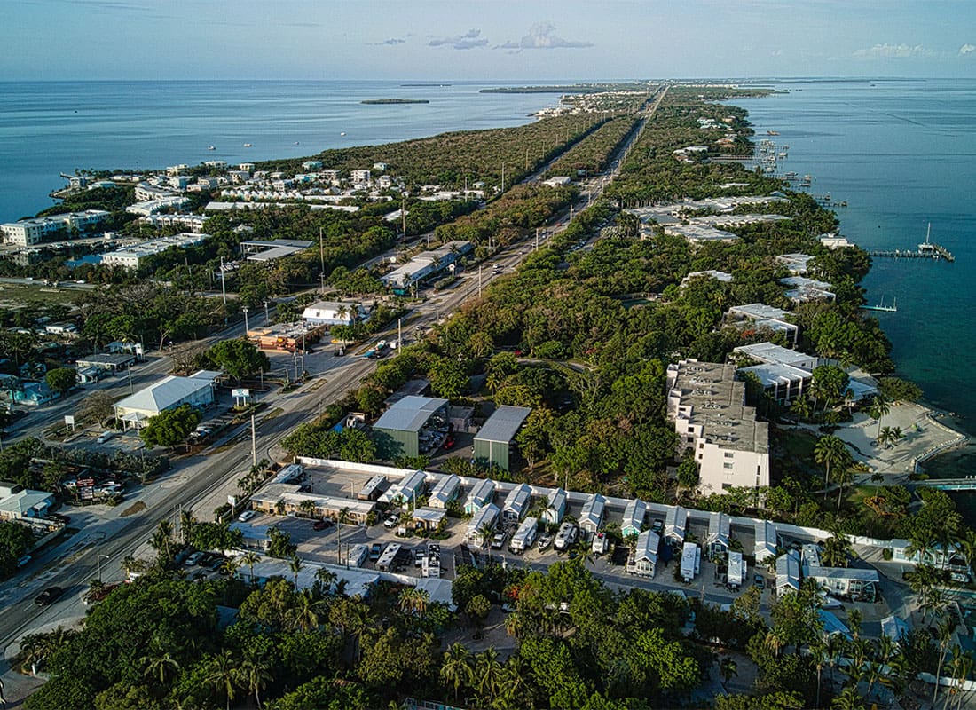 Largo, FL - Aerial View of Condos and Buildings in Largo Florida in the Late Afternoon
